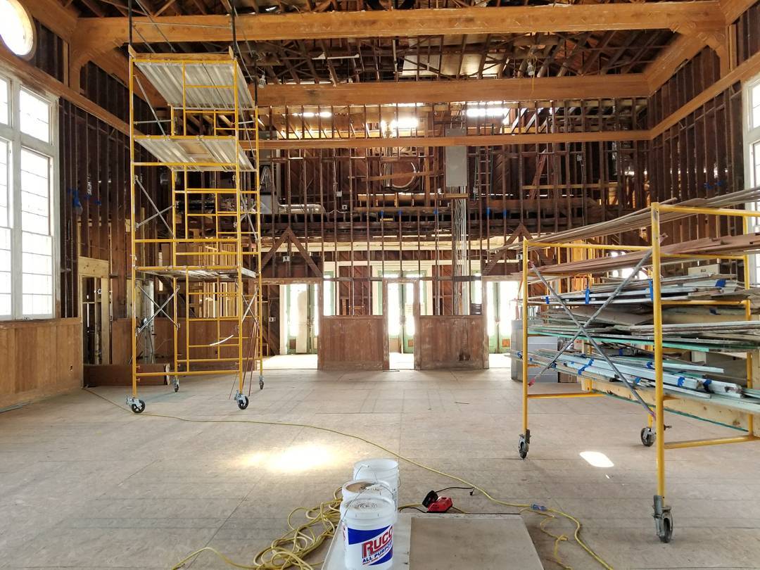 Restored interior of Mill Hill Auditorium