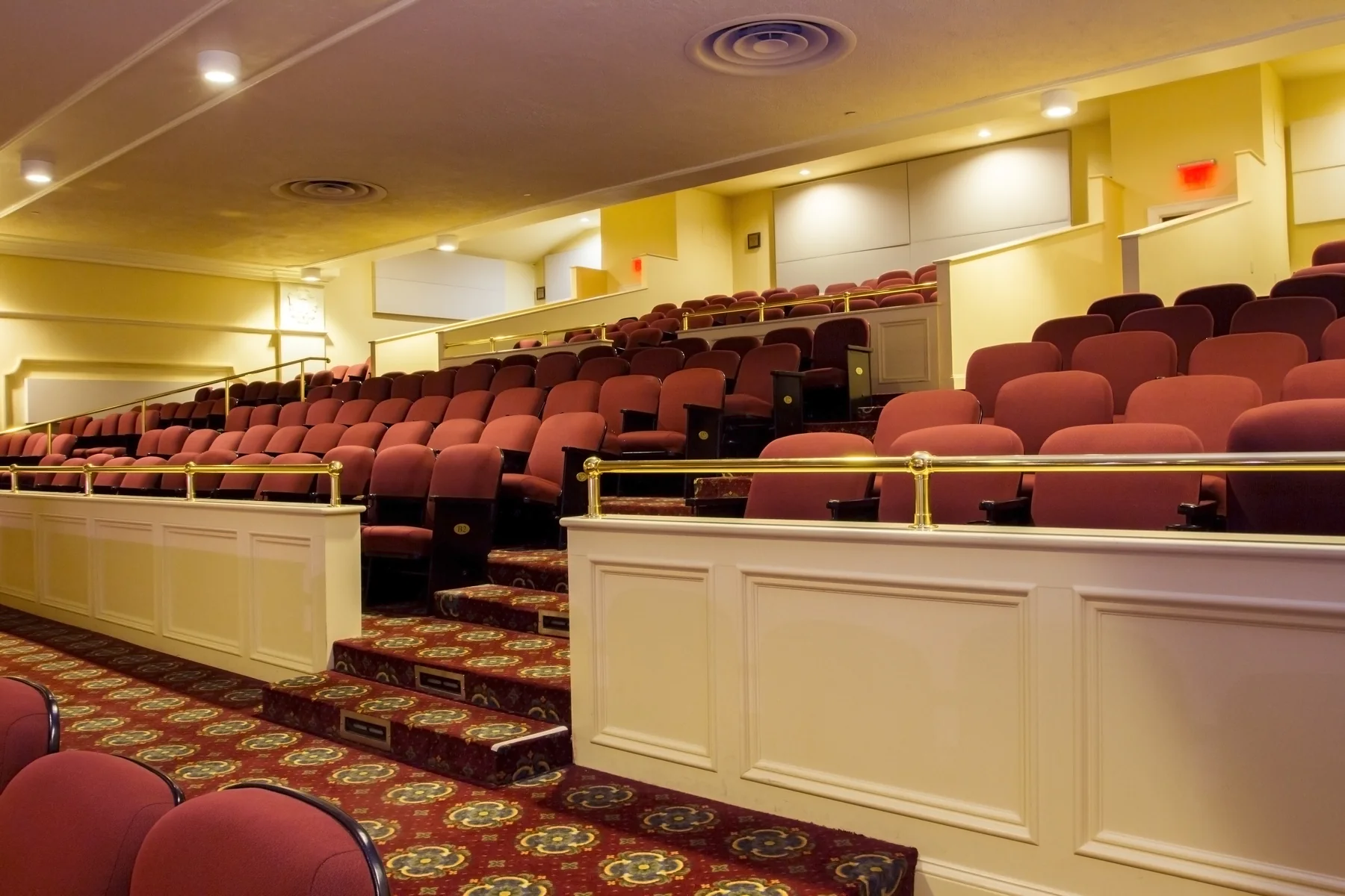 Main-floor seating and restored auditorium details