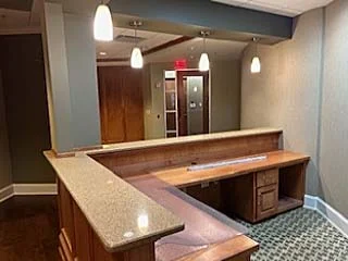 Reception desk inside available Suite 201 at Gateway Plaza