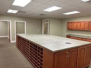 Workroom and built-in cabinetry in Suite 201