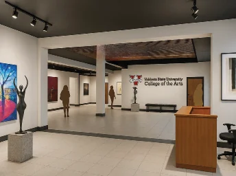 Rendering of the renovated Fine Arts Building lobby at Valdosta State